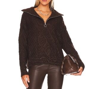 Elegant Knit Cowl Neck Sweater in Rich Brown Jax Pullover Small